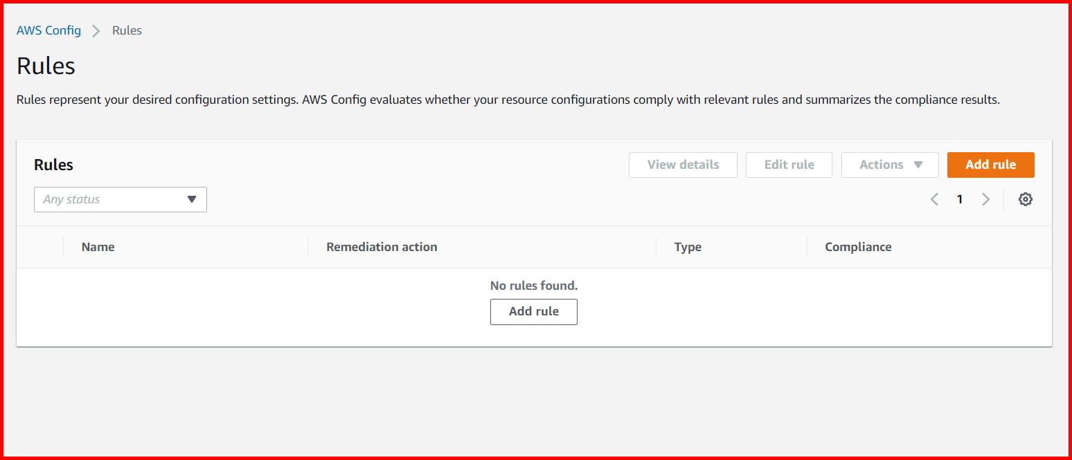 Picture showing the Add rule button for creating the new rule